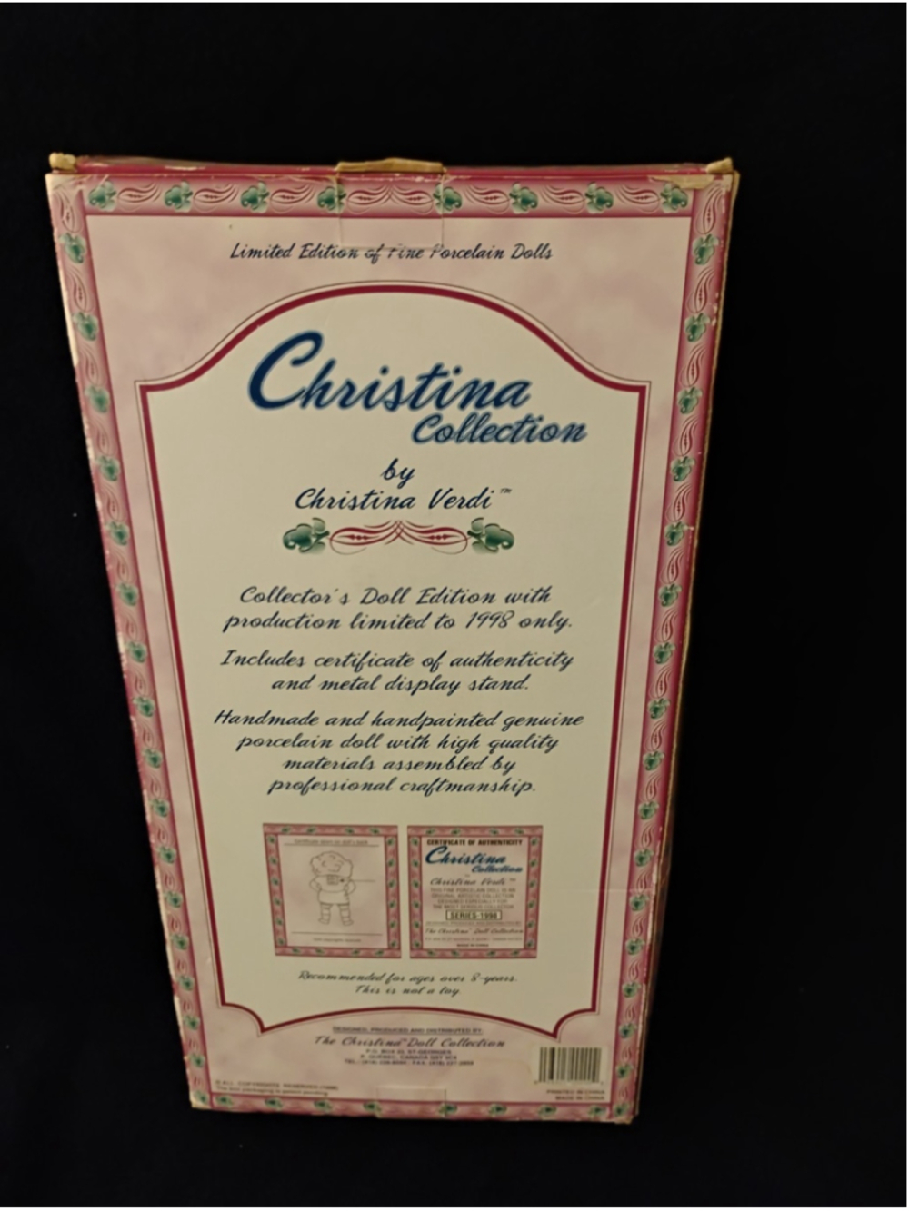Christina Collection Limited Edition Porcelain 16" Doll Christina Verdi 1998 - Picture 3 of 4